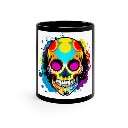 11oz Black skull Mug